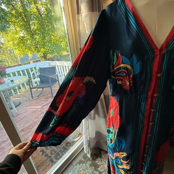 NWT FARM Rio Blue Vintage Forest Dress Printed Blue Silky Viscose Size XL - Picture 9 of 16